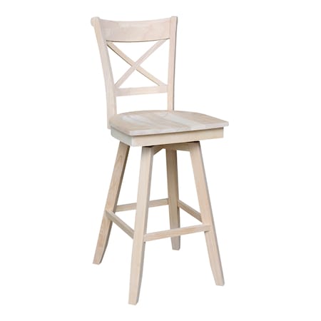 International Concepts Bar Height Table With 2 Cross Back Swivel Bar Stools - 30 in. Seat Height K-7228-42-S313SW-2